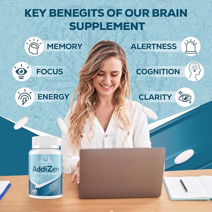 17-in-1 Brain Supplement for Memory and Focus | Natural Nootropics Brain Supplement for Brain Cognition, Energy | High Absorption | L-Theanine, Phytonutrient Blend and Vitamins B6, B12 | 2 Bottles