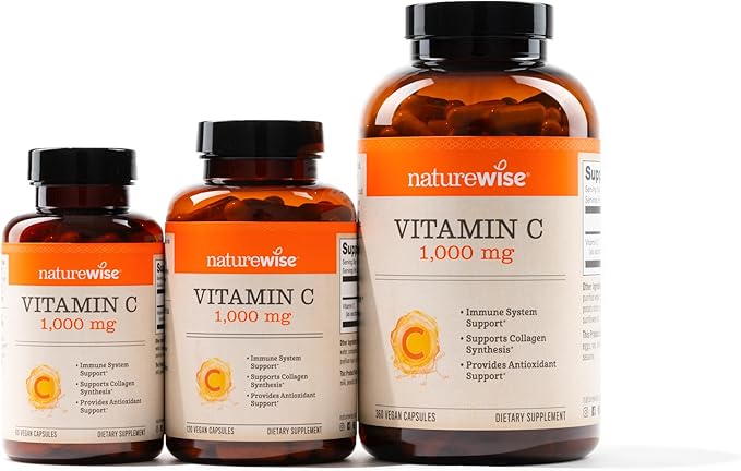 NatureWise Vitamin C 1000mg Capsules - Extra Strength Vegan Vitamin C for Daily Antioxidant & Immune Support - Non-GMO, USA Manufactured - 360 Capsules[360-Day Supply]