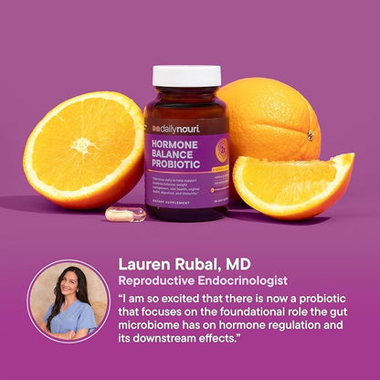 Daily Nouri Hormone Balance Probiotic for Women | Capsules for PCOS, Vaginal pH, Yeast Balance, Skin Health, Digestion & Immunity | 7 Probiotic Strains & Vegan Ahiflower Omega Oil | 30-Day Supply