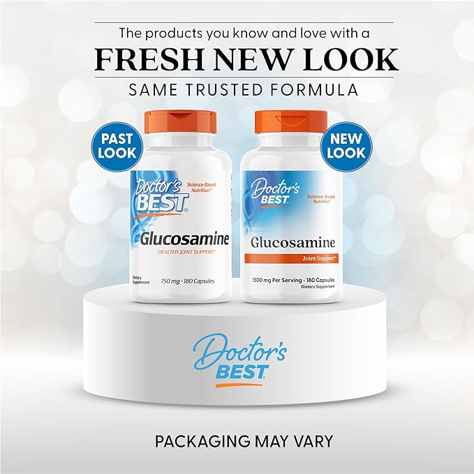 Doctor's Best Glucosamine, Non-GMO, Gluten & Soy Free, Joint Support, 750 mg, 180 Count