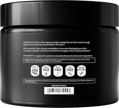 UpNourish Nitric Oxide Booster - L arginine L Citrulline Supplements for Men & Women with Beta Alanine - Support Energy, Circulation, Blood Pressure and Flow, Mixed Berry Flavor 30 Servings