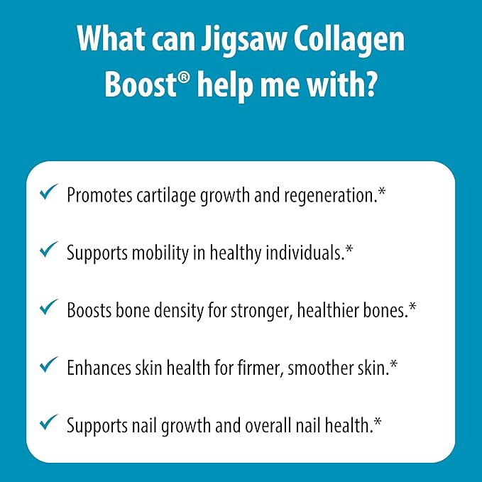 Jigsaw Health Collagen Boost | Promotes Healthy Joints, Cartilage, Skin, and Hair | 30 Servings
