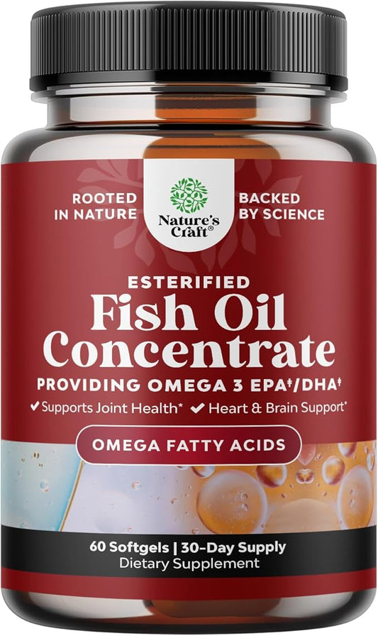 Omega 3 Fish Oil Supplement - EPA DHA Fish Oil Omega 3 Supplement with Immune Booster Brain Vitamins - Burpless 2000 mg per Serving for Mood Boost Liver Support and PMS Relief Support