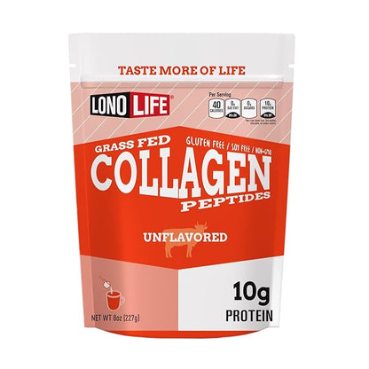 LonoLife - Unflavored Collagen Peptides with 10g Protein, Paleo and Keto Friendly, 8-Ounce Bulk Container - Packaging May Vary