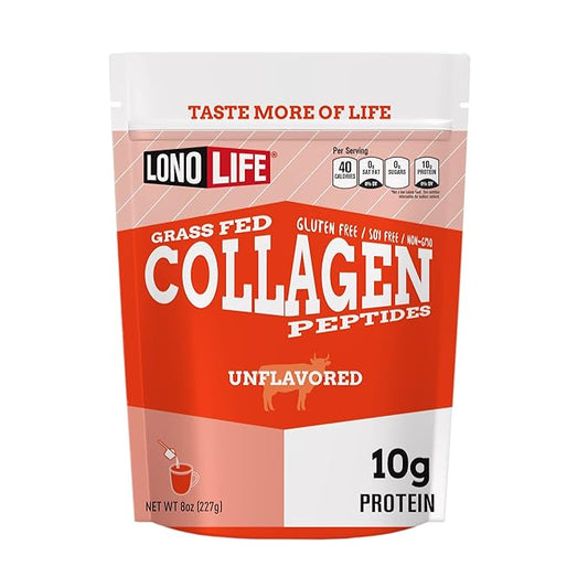 LonoLife - Unflavored Collagen Peptides with 10g Protein, Paleo and Keto Friendly, 8-Ounce Bulk Container - Packaging May Vary