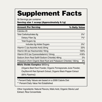 Snap Supplements Organic Beet Root Powder, Nitric Oxide Superfood Supplement with Beets, B Vitamins, Pomegranate & Red Spinach for Energy, Heart Health & Circulation Support, 30 Servings, Cherry Lime