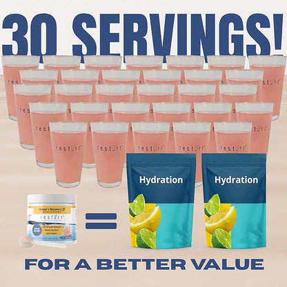 restirr Runner’s Recovery: Triple Action Extra Strength Hydration, Muscle Recovery and Joint Support – with Electrolytes, Magnesium, Potassium, glucosamine & msm: 30 doses
