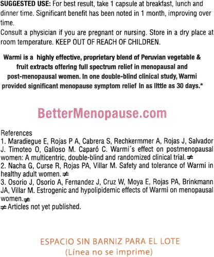 Lane Innovative - Warmi Menopause Support for Women, Natural Relief for Menopause & Beyond with Organic Maca Root, No Soy, No Estrogen (90 Servings)
