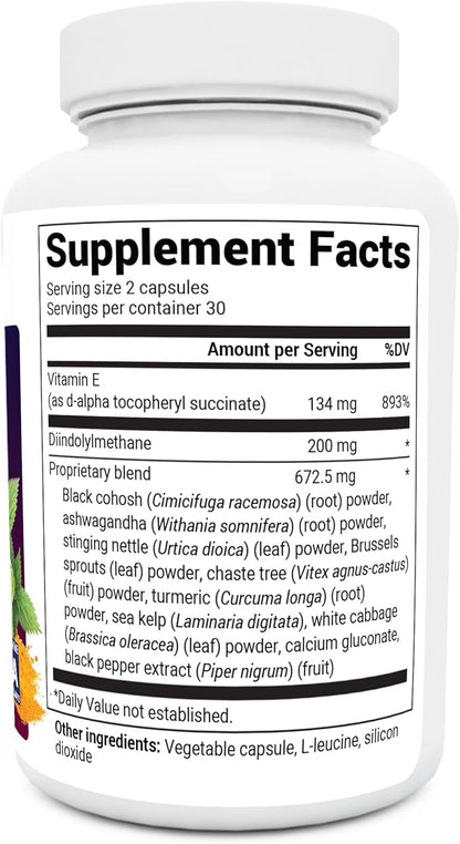 Dr. Berg DIM Supplement Estrogen Balance - Original Estrogen Supplement for Women with Diindolylmethane for Menstrual Symptoms & Menopause Relief & Black Pepper for Enhanced Absorption - 60 Capsules