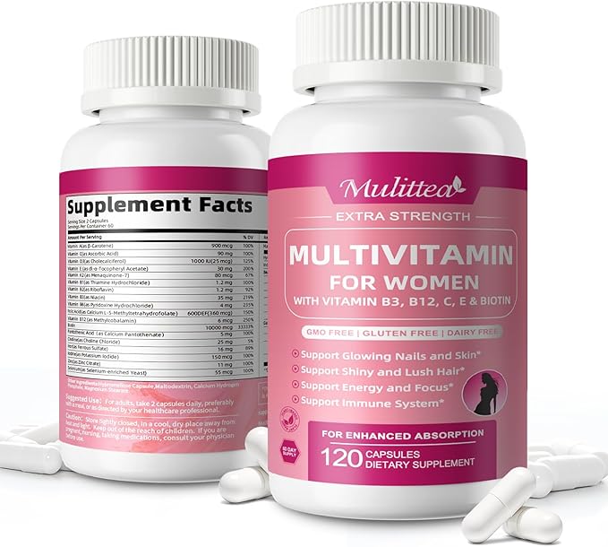 Multivitamin for Women-Methylated Multivitamin for High Absorption-with 30+ Nutrients-Hair, Skin and Nails Vitamins for Women-with Vitamins A,C,E, Biotin-Bloom Energy and Help Focus-60 Count