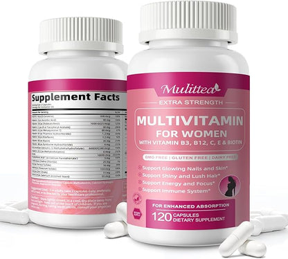 Multivitamin for Women-Methylated Multivitamin for High Absorption-with 30+ Nutrients-Hair, Skin and Nails Vitamins for Women-with Vitamins A,C,E, Biotin-Bloom Energy and Help Focus-60 Count