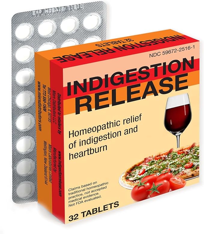 Miers Lab Indigestion Relief Capsules, Homeopathic Tablets for Heartburn Relief, Safe and Effective, Fast Acting, 32 Tablets