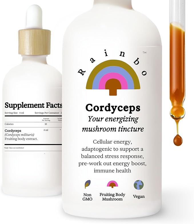 Cordyceps Mushroom Tincture, Dual Extract Mushroom Supplement for Immune Support, Energy, Liquid Cordyceps Supplement, Vegan, Non GMO, 3.4 fl oz