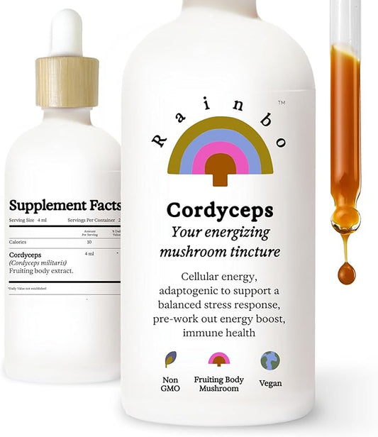 Cordyceps Mushroom Tincture, Dual Extract Mushroom Supplement for Immune Support, Energy, Liquid Cordyceps Supplement, Vegan, Non GMO, 3.4 fl oz