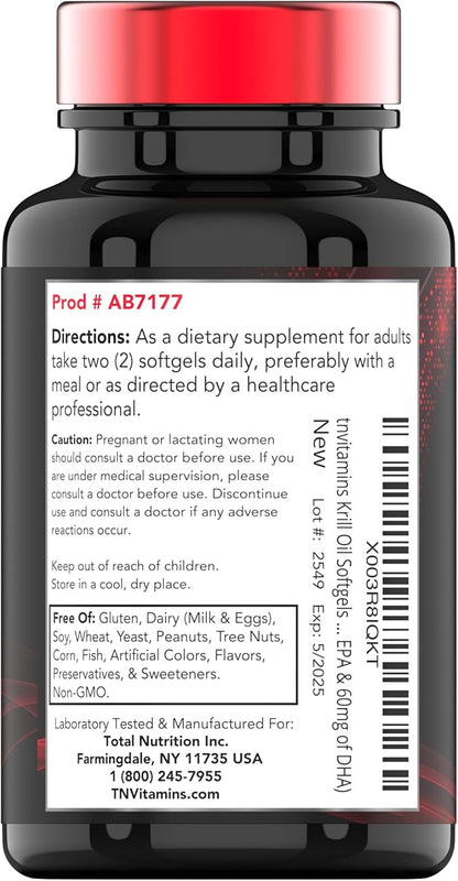 Antarctic Krill Oil 1000mg - 120 Softgels with Astaxanthin | 1000mg Red Krill Oil, 200 mg Phospholipids, 120 mg EPA, 80 mg DHA, 200 mcg Astaxanthin | Potent & Pure Omega-3 Cold Water Antarctic Krill