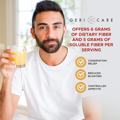 Geri-Mucil Psyllium Powder By GeriCare|4-In-1 Orange-Flavor Psyllium Husk Powder| Daily Fiber Supplement| Sweetened Gluten-Free Fiber Drink Mix| Water-Soluble Husk Fiber Powder For Bowel Movement|13oz