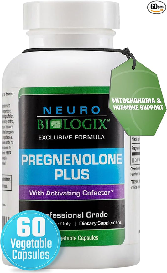Pregnenolone Plus - Optimal Pregnenolone Supplement for Women to Support Energy, Mood & Mental Clarity - Promotes Mitochondrial Function & Hormone Balance with Niacinamide – 60 Vegetable Capsules