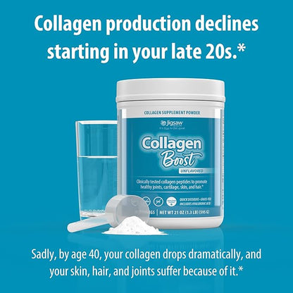 Jigsaw Health Collagen Boost | Promotes Healthy Joints, Cartilage, Skin, and Hair | 30 Servings