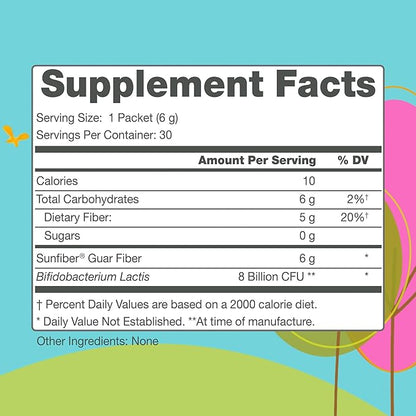 Regular Girl Organic Powder, Prebiotic Fiber Supplement and Probiotics for Women, Low FODMAP, 30 On-The-Go Packets, Unflavored, 30 Serving Packets