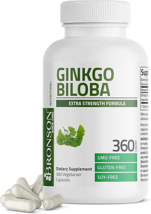Bronson Ginkgo Biloba Extra Strength Supports Brain Function & Memory Support, 360 Vegetarian Capsules