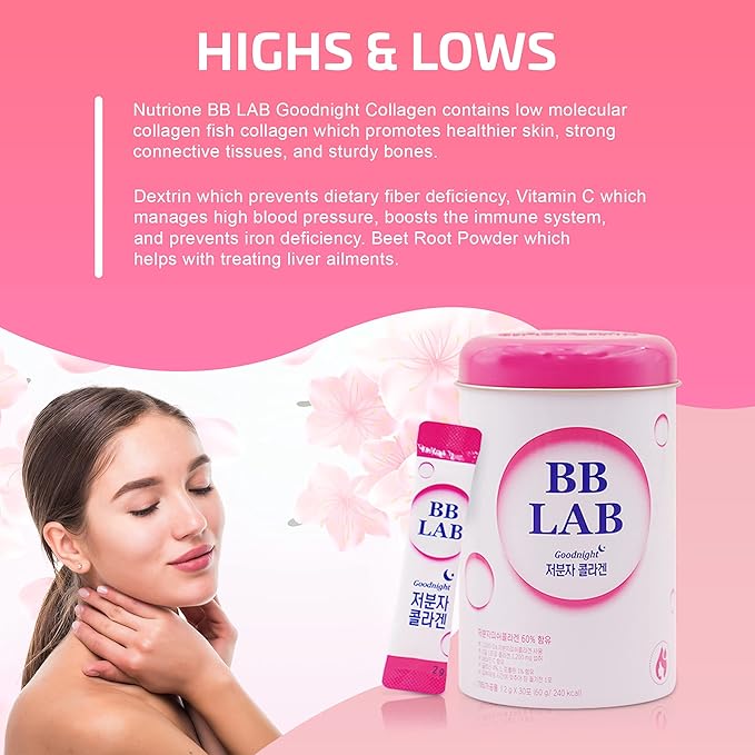 SOUND OF SEOUL BB LAB Goodnight Collagen, Low Molecular Collagen, for Skin & Bone Health, Made in Korea, 30 Packets (60g)