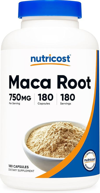 Nutricost Maca Root Capsules (Lepidium meyenii) 750mg, 180 Capsules, 180 Servings