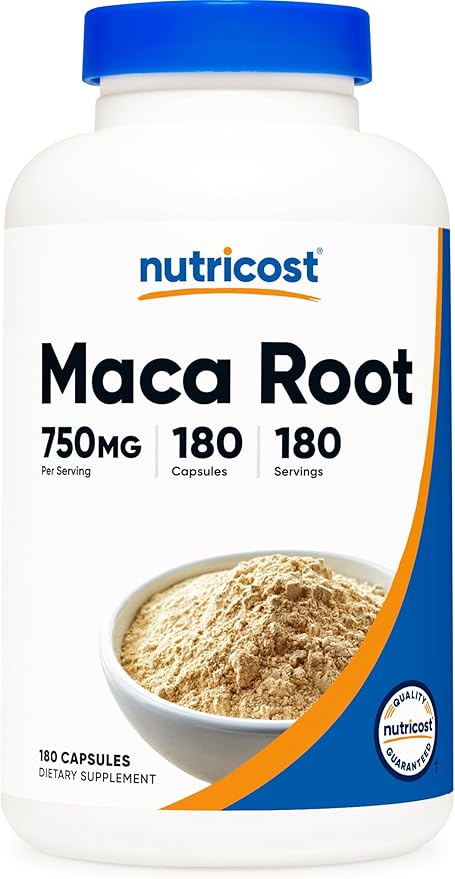 Nutricost Maca Root Capsules (Lepidium meyenii) 750mg, 180 Capsules, 180 Servings