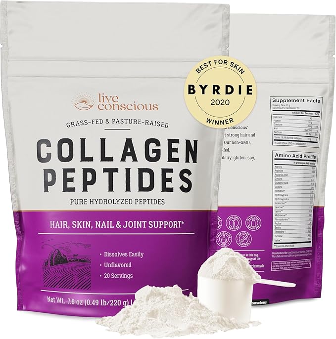 Collagen Peptides Powder - Naturally-Sourced Hydrolyzed Collagen Powder - Hair, Skin, Nail, and Joint Support - Type I & III Grass-Fed Collagen Supplements for Women and Men - 41 Servings - 16oz