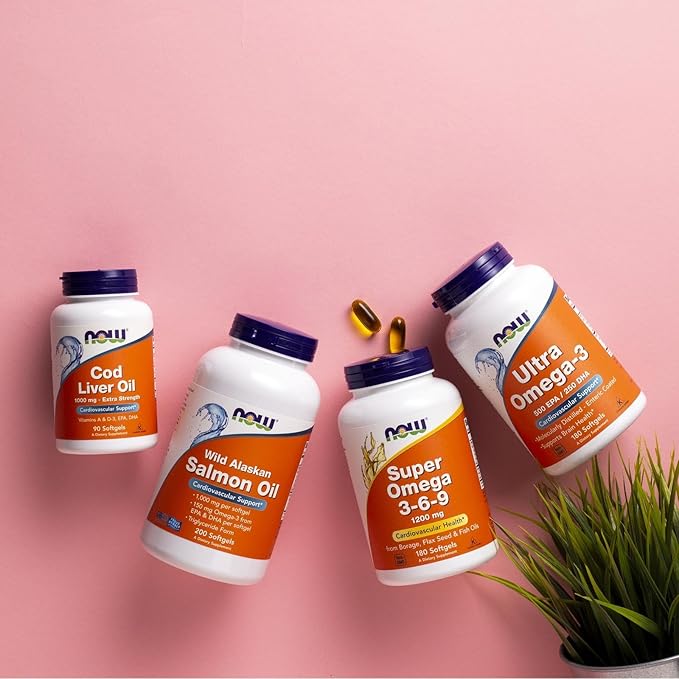 NOW Foods Supplements, Super Omega 3-6-9 1200 mg with a blend of Fish, Borage and Flax Seed Oils, 180 Softgels