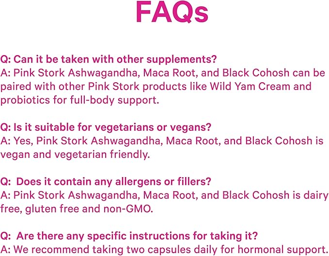 Pink Stork Ashwagandha, Maca Root, and Black Cohosh - Hormone Balance for Women - 9 Clinically-Studied Herbs for Perimenopause and Menopause - Hot Flashes, Mood Swings, Energy, 60 Capsules