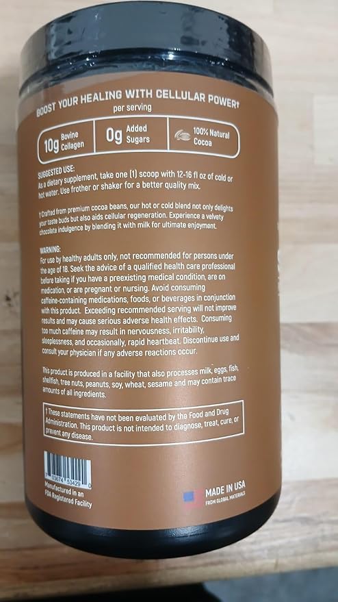 NCR1 - Natural Cellular Renewal & Rejuvenation, Salted Caramel Flavor, Hydrolyzed Bovine Collagen Powder with Cocoa & Resveratrol, Non-GMO, Gluten Free & Keto Diets