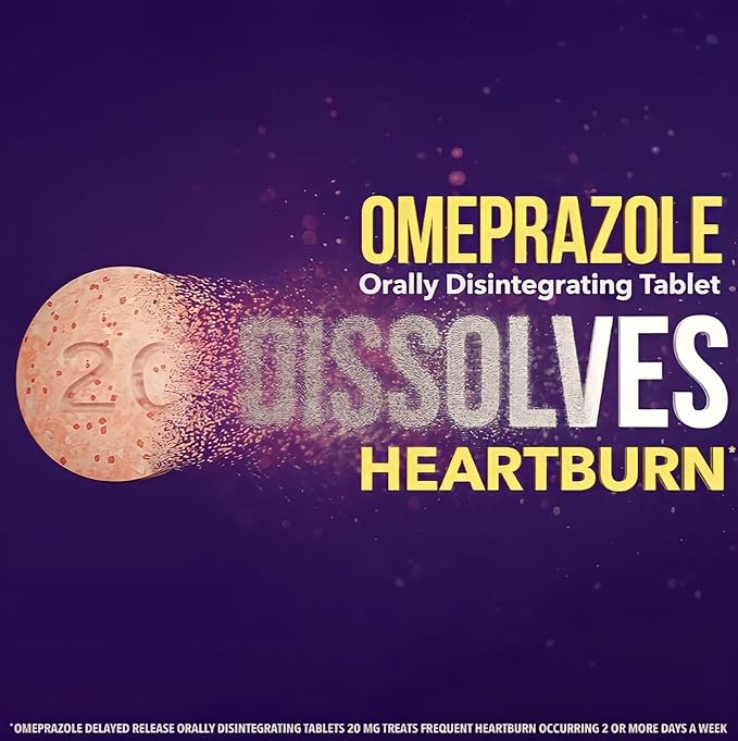 Berkley Jensen Omeprazole 20 mg, Delayed Release Dissolving Acid Reducer Pills - 3 x 14-Day Regimen, 24-Hour Effect - Heartburn Relief, Eases Acid Reflux - Strawberry Flavor 42-Count