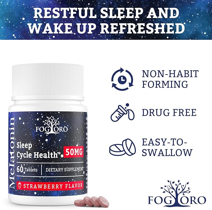 Fogoro Powerful Melatonin -Fall Asleep Faster, Stay Asleep Longer,Easy to Take