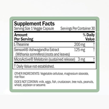 Sleep Support with Sustained-Release Melatonin | Includes L-Theanine and Ashwagandha | Promotes Relaxation and Sleep Quality | Supports Stress Management | Use Before Bedtime | 30 Capsules