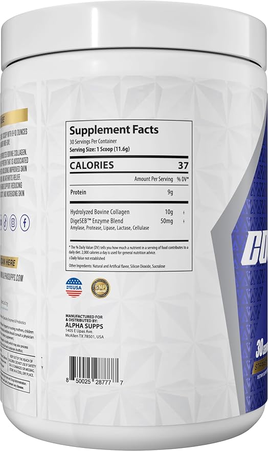 Premium Hydrolyzed Collagen Protein Powder - Collagen Peptides Supplement for Men & Women with Digestive Enzymes - 30 Servings (Strawberry Lime)