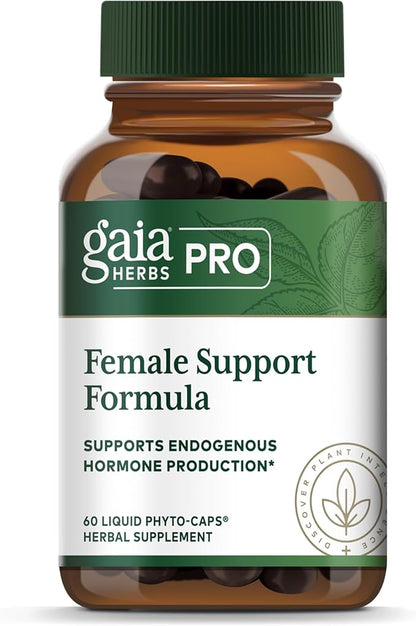 Gaia Herbs PRO Female Support Formula - Supports Healthy PMS & Menopause Fluctuations with Alfalfa Leaf Black Cohosh Root Extract Dandelion Root & More* - Vegan - 60 Liquid Phyto-Caps (60 Servings)