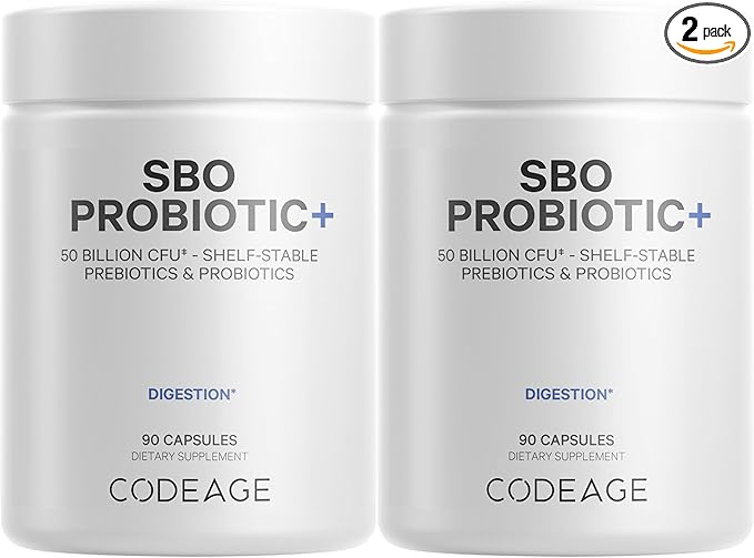 Codeage SBO Probiotics, 50 Billion CFUs Per Serving, Multi Strain Soil Based Organisms Blend and Organic Fermented Botanical Blend, Shelf-Stable - 2 Pack