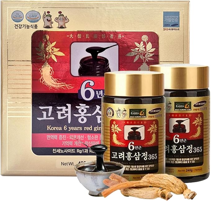 HongSamJeong, Korean 6years Root Red Ginseng Gold Extract, Saponin, Panax, 8.5 Ounce (Pack of 2)