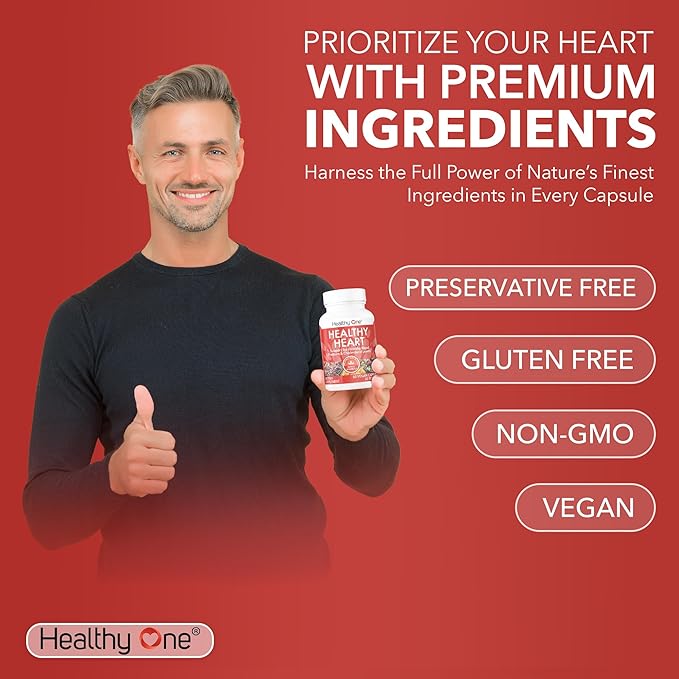 Healthy Heart - CoQ10 - Cholesterol - Circulation - Inflammation - Blood Pressure - Plaque - Cortisol - Arteries - LDL - HDL - Hawthorne - Beet Root - Garlic - Olive Leaf - Hibiscus - 150 Count