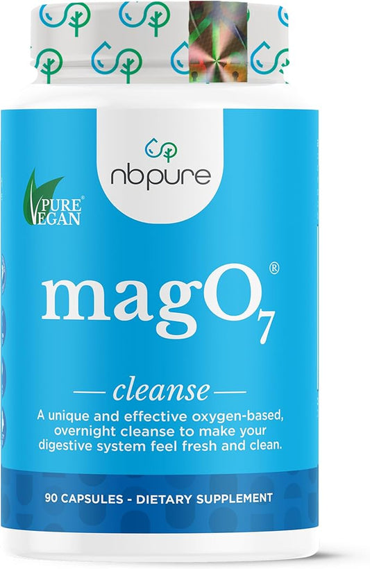 nbpure MagO7 - Natural Colon Cleanse & Detox | Occasional Constipation Relief, Stool Softening, & Bloating Support for Men & Women | Ozonated Magnesium Oxide, 90 Capsules