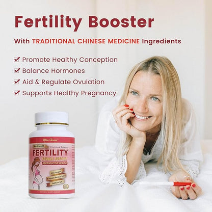 Fertility Tablets for Women, Female Prenatal Vitamin Supplements, Support Ovulation & Conception, 60 Tablets