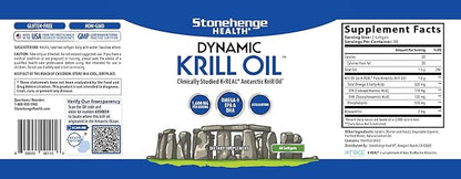 Stonehenge Health Dynamic Krill Oil 1600mg – Triple Strength Antarctic Omega-3 Supplement with EPA, DHA, Phospholipids & 2mg Astaxanthin – Supports Heart, Brain, Skin, Joint & Eye Health – 60 Softgels