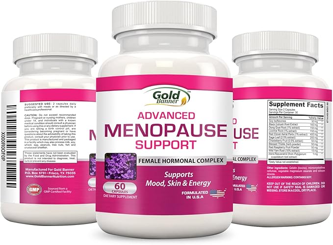 Advanced Menopause Support - Natural Female Hormonal Complex for Hot Flashes, Mood Swings & Vaginal Dryness - Black Cohosh, Soy Isoflavones & Herbal Extract Formula - Does Not Include Hormones