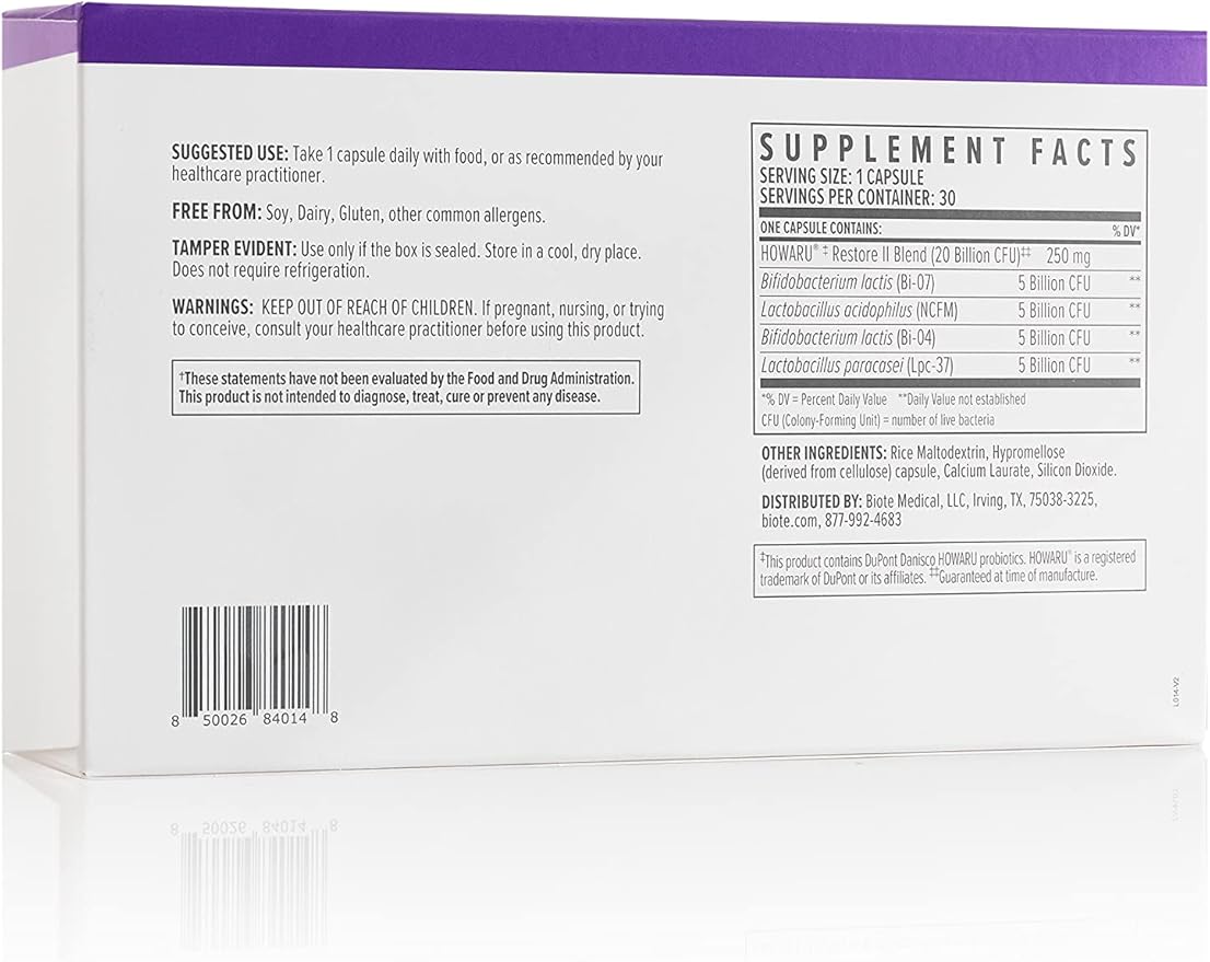 Biote Nutraceuticals - Multi-Strain Probiotic 20B - Gut + Digestive (30 Capsules)