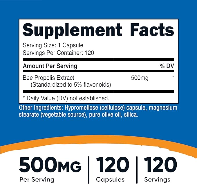 Nutricost Bee Propolis Supplement w/ 5% Flavonoids (500mg / 120 Capsules)