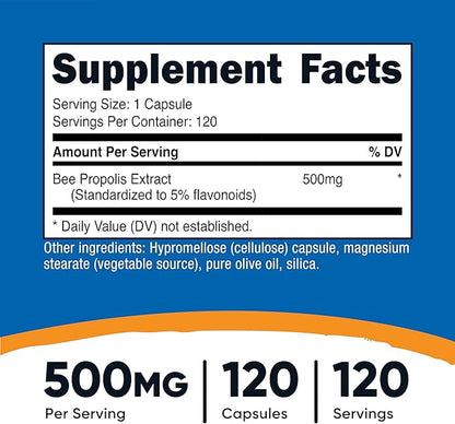Nutricost Bee Propolis Supplement w/ 5% Flavonoids (500mg / 120 Capsules)