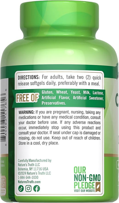 Nature's Truth Calcium 1200mg with Vitamin D3 5000 IU | 60 Softgels | from Calcium Carbonate | Non-GMO & Gluten Free Supplement