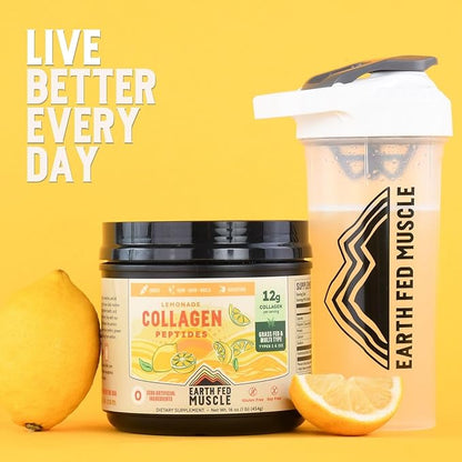 Earth Fed Muscle Lemonade Collagen Peptides - Hair, Skin, Joints, 33 Servings