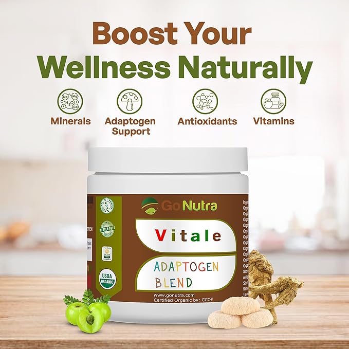 Go Nutra Adaptogen Blend Organic Superfood Smoothie Powder | Adaptogen Supplement with Maca, Ashwagandha, Rhodiola, Ginseng, Mushrooms & More | Superfood Blend Adaptogens Smoothie Booster Powder 8oz