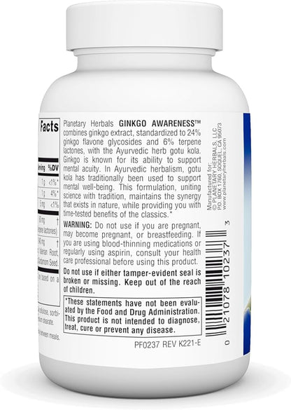 Planetary Herbals Ginkgo Awareness Tablets, 120 Count